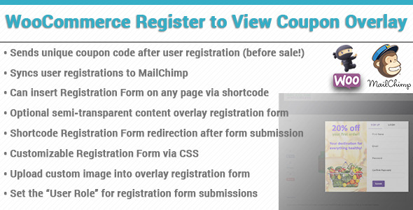 WooCommerce Register To View Coupon Overlay Preview Wordpress Plugin - Rating, Reviews, Demo & Download