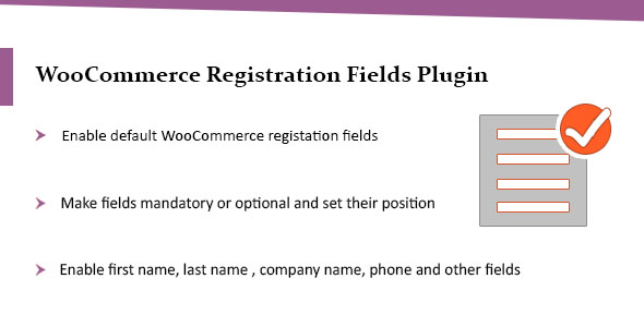 WooCommerce Registration Plugin, Enable Default WooCommerce Fields Preview - Rating, Reviews, Demo & Download