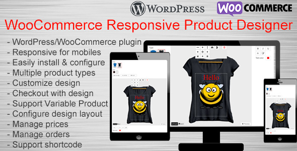 WooCommerce Responsive Product Designer Preview Wordpress Plugin - Rating, Reviews, Demo & Download