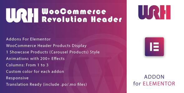 WooCommerce Revolutiuon Header For Elementor WordPress Plugin Preview - Rating, Reviews, Demo & Download