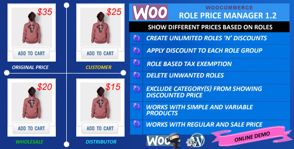 WooCommerce Role Price Manager Preview Wordpress Plugin - Rating, Reviews, Demo & Download