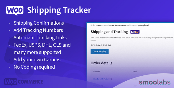 WooCommerce Shipping Tracker – Let Your Customers Track Their Shipments! Preview Wordpress Plugin - Rating, Reviews, Demo & Download