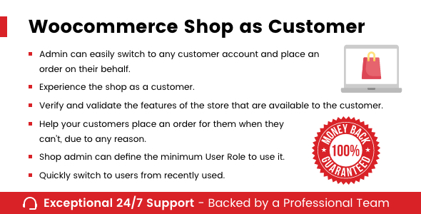 WooCommerce Shop As Customer Preview Wordpress Plugin - Rating, Reviews, Demo & Download