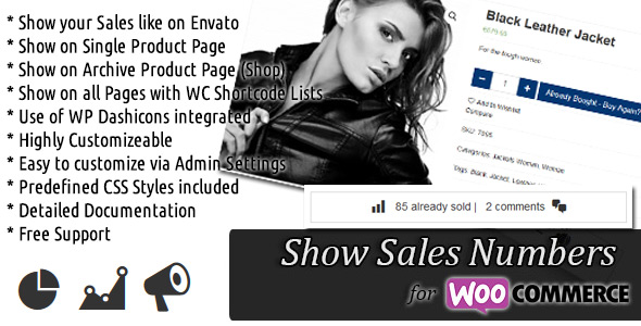 WooCommerce Show Sales Numbers (SSN) Preview Wordpress Plugin - Rating, Reviews, Demo & Download