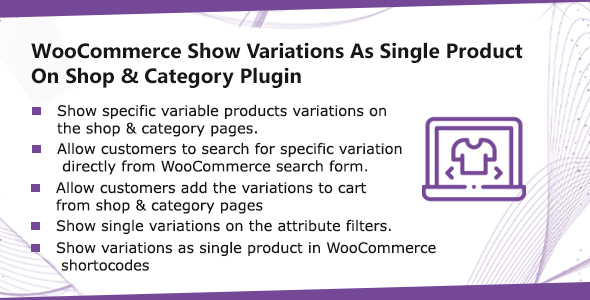 WooCommerce Show Single Variations On Shop & Category Plugin Preview - Rating, Reviews, Demo & Download