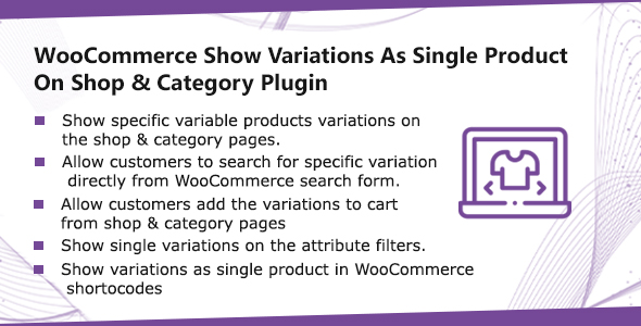 WooCommerce Show Variations As Single Product On Shop & Category Plugin Preview - Rating, Reviews, Demo & Download