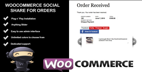 Woocommerce Social Share For Orders Preview Wordpress Plugin - Rating, Reviews, Demo & Download