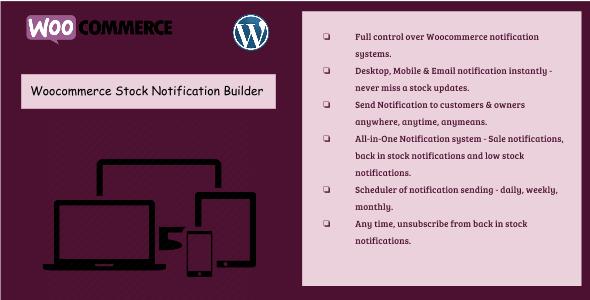 Woocommerce Stock Notification Builder – Sends Desktop, Mobile & Email Notifications Preview Wordpress Plugin - Rating, Reviews, Demo & Download