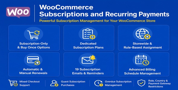 WooCommerce Subscriptions And Recurring Payments Preview Wordpress Plugin - Rating, Reviews, Demo & Download