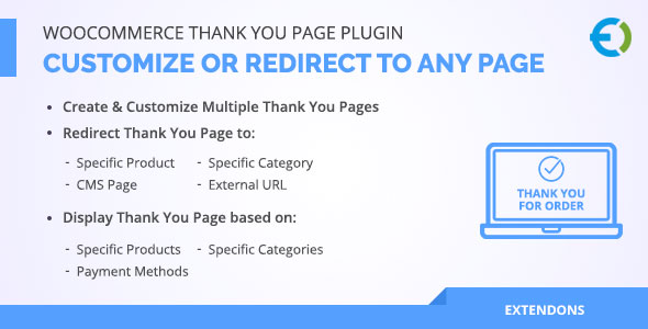 WooCommerce Thank You Page Plugin, Customize Or Redirect To Any Page Preview - Rating, Reviews, Demo & Download