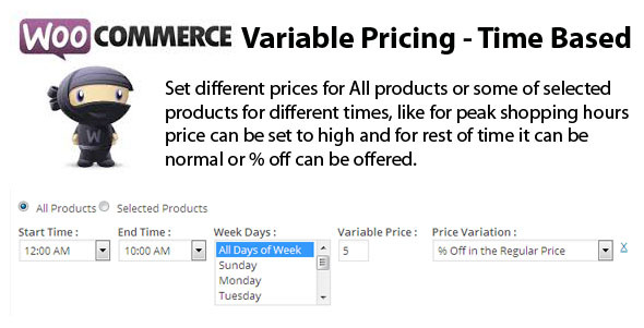 Woocommerce Variable Pricing – Time Based Preview Wordpress Plugin - Rating, Reviews, Demo & Download