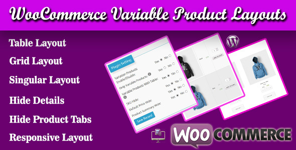 WooCommerce Variable Product Layouts Preview Wordpress Plugin - Rating, Reviews, Demo & Download