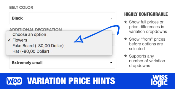 WooCommerce Variation Price Hints Preview Wordpress Plugin - Rating, Reviews, Demo & Download
