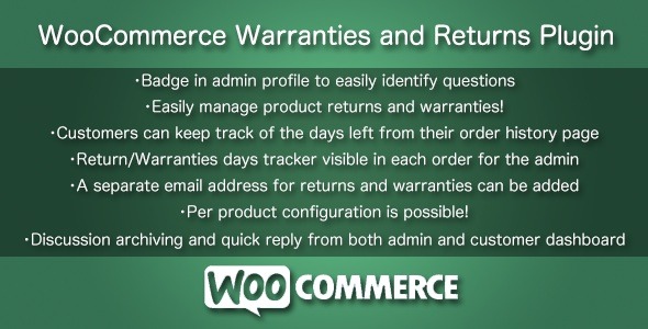 WooCommerce Warranties And Returns Preview Wordpress Plugin - Rating, Reviews, Demo & Download