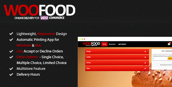 WooFood – Food Ordering Plugin (Delivery & Pickup) For WordPress Preview - Rating, Reviews, Demo & Download