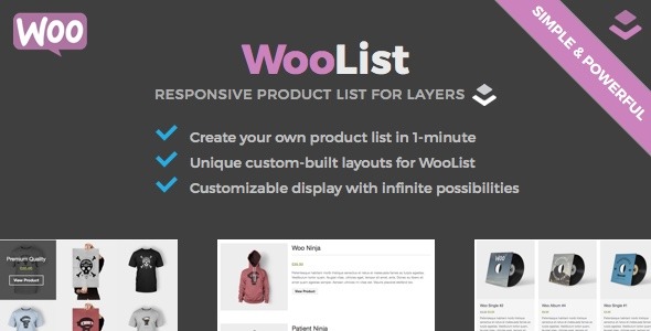 WooList – WooCommerce Product List For Layers Preview Wordpress Plugin - Rating, Reviews, Demo & Download