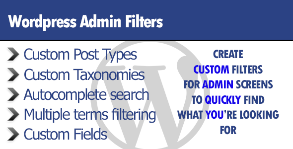 Wordpress Admin Filters Preview - Rating, Reviews, Demo & Download