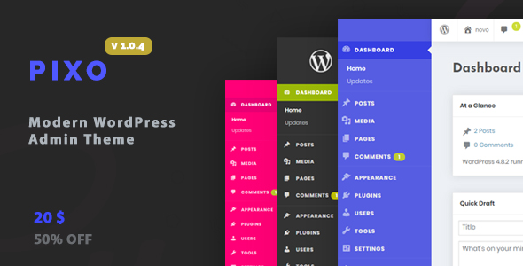 WordPress Admin Theme – Pixo Preview - Rating, Reviews, Demo & Download