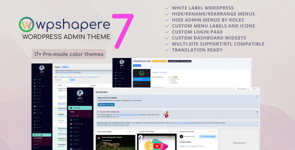 Wordpress Admin Theme – WPShapere Preview - Rating, Reviews, Demo & Download