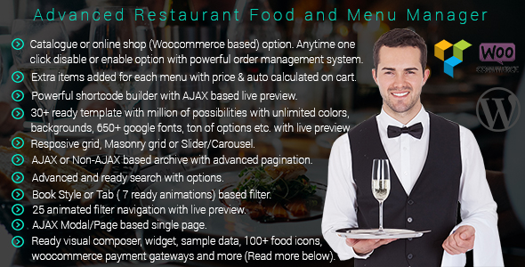 Wordpress- Advanced Restaurant Menu Manager Preview - Rating, Reviews, Demo & Download
