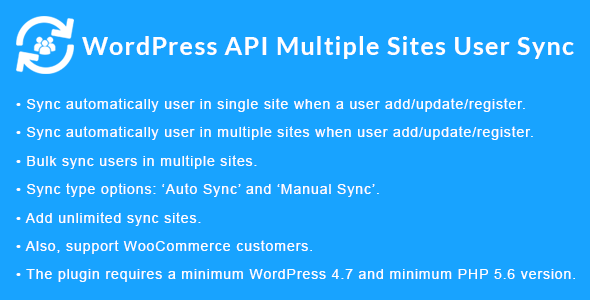 WordPress API Multiple Sites User Sync Preview - Rating, Reviews, Demo & Download