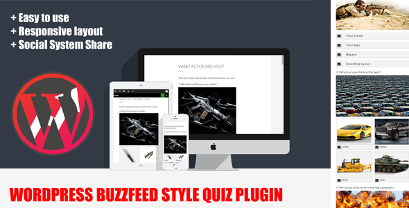 Wordpress BuzzFeed Style Quiz Plugin Preview - Rating, Reviews, Demo & Download