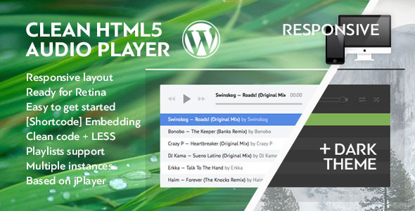 WordPress Clean HTML5 Audio Player With Playlist Preview - Rating, Reviews, Demo & Download