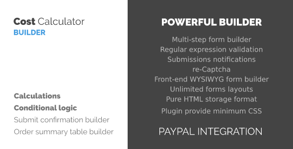 WordPress Cost Calculator And Payment Forms Builder Preview - Rating, Reviews, Demo & Download