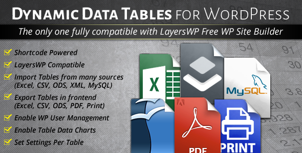 WordPress Dynamic Tables, Input From XLS/MySQL/CSV Preview - Rating, Reviews, Demo & Download