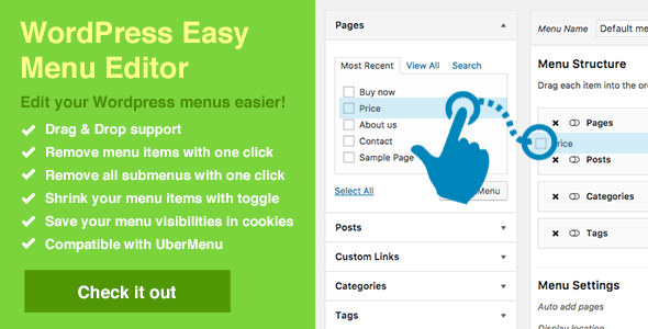 WordPress Easy Menu Editor Preview - Rating, Reviews, Demo & Download