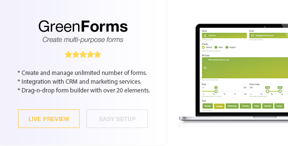 WordPress Form Builder – Green Forms Preview - Rating, Reviews, Demo & Download