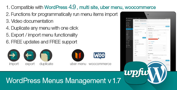 WordPress Menus Management Preview - Rating, Reviews, Demo & Download