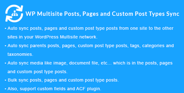 WordPress Multisite Posts, Pages And Custom Post Type Posts Sync Preview - Rating, Reviews, Demo & Download