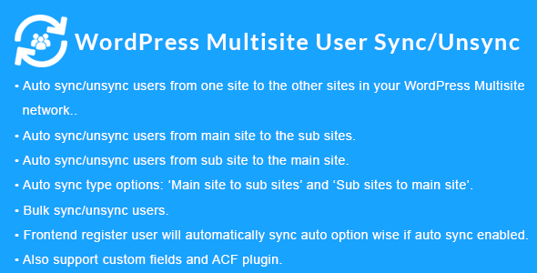 WordPress Multisite User Sync/Unsync Preview - Rating, Reviews, Demo & Download