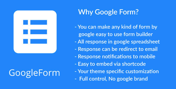 WordPress Plugin To Embed Google Form Preview - Rating, Reviews, Demo & Download