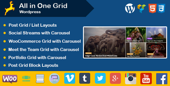 Wordpress : Post | Portfolio | Social Stream | WooCommerce | Team Grid Layouts Preview - Rating, Reviews, Demo & Download