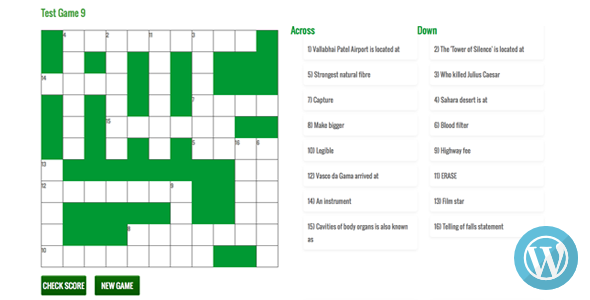 WordPress Responsive Crossword Puzzle Game Preview - Rating, Reviews, Demo & Download