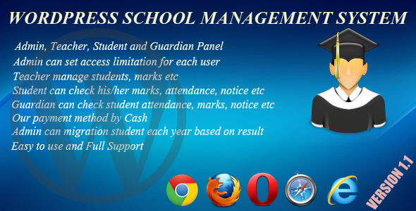 Wordpress School Management System Preview - Rating, Reviews, Demo & Download