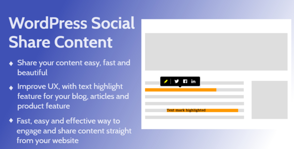WordPress Social Share And Highlight Text Preview - Rating, Reviews, Demo & Download