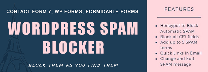 WordPress Spam Blocker | Stop Spam For Contact Form 7, WP Forms And Formidable Forms Preview - Rating, Reviews, Demo & Download