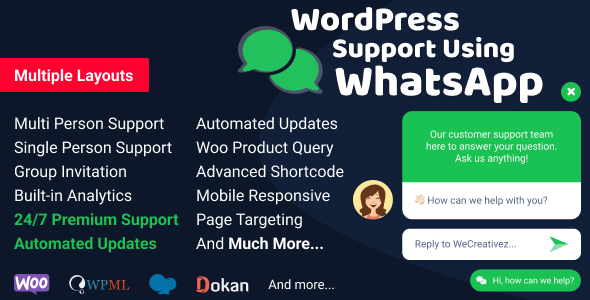 WordPress Support Using WhatsApp Preview - Rating, Reviews, Demo & Download