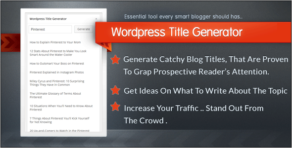 Wordpress Title Generator Plugin Preview - Rating, Reviews, Demo & Download
