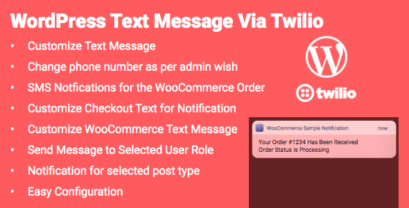 WordPress Twilio SMS Integration Preview - Rating, Reviews, Demo & Download
