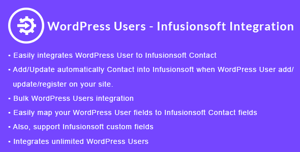 WordPress Users – Infusionsoft Integration | WordPress Users – Keap CRM Integration Preview - Rating, Reviews, Demo & Download
