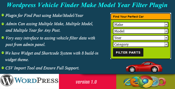 Wordpress Vehicle Finder – Make/Model/Year Preview - Rating, Reviews, Demo & Download