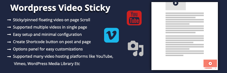 WordPress Video Sticky Preview - Rating, Reviews, Demo & Download