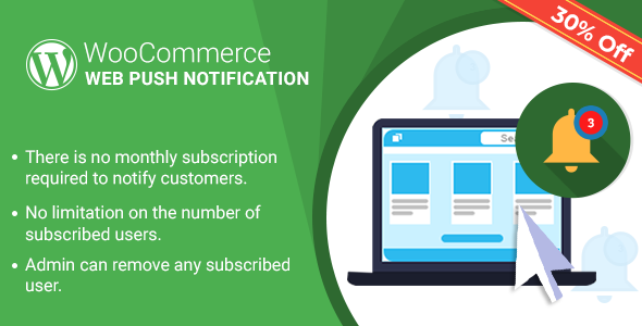 WordPress WooCommerce Web Push Notification Plugin Preview - Rating, Reviews, Demo & Download