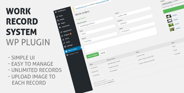 Work Record System Preview Wordpress Plugin - Rating, Reviews, Demo & Download