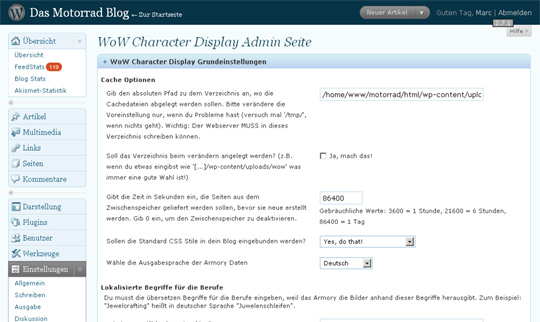 WoW-Character-Display Preview Wordpress Plugin - Rating, Reviews, Demo & Download