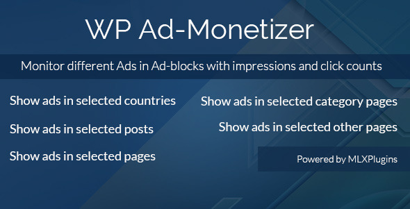 WP Ad-Monetizer Preview Wordpress Plugin - Rating, Reviews, Demo & Download